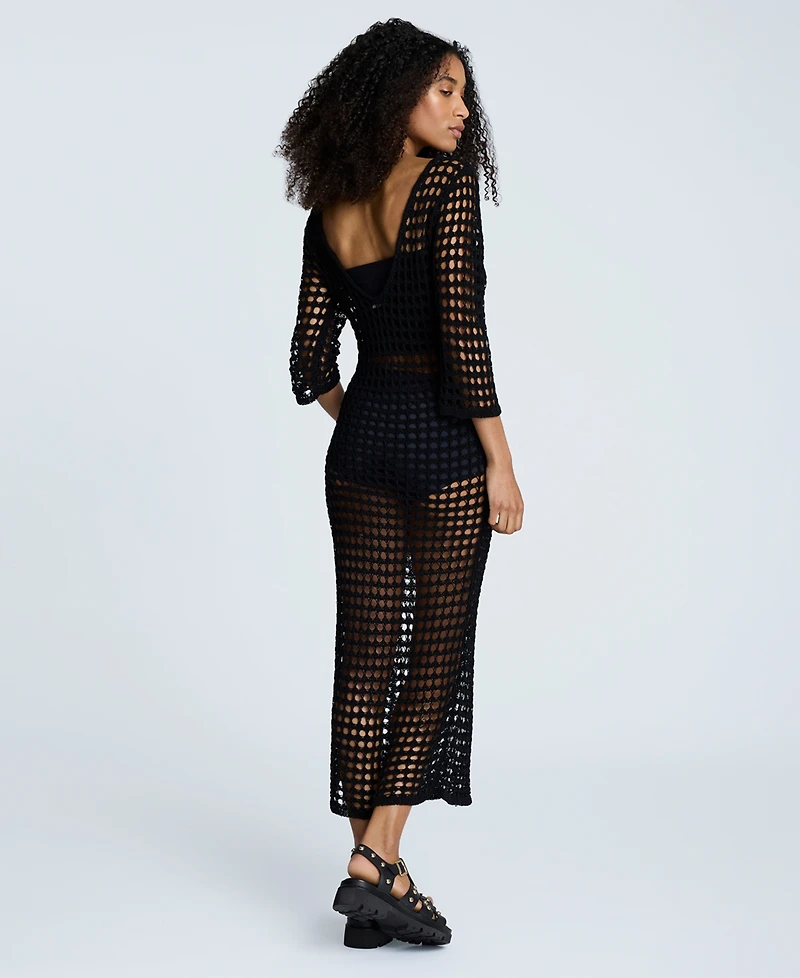Kenneth Cole Women's Crocheted-Mesh Midi Dress