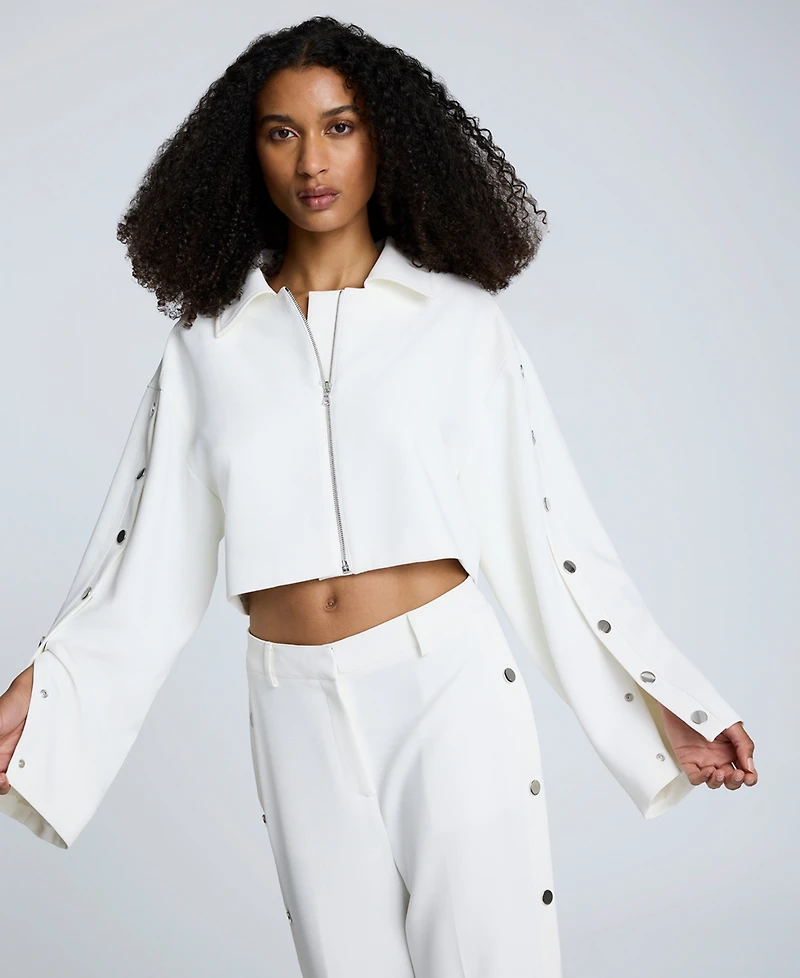 Kenneth Cole Women's Zip-Front Snap-Arm Jacket