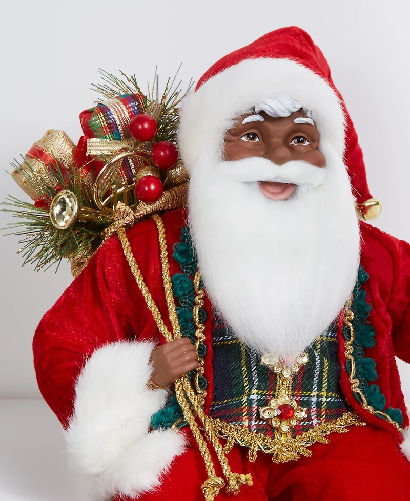 Holiday Lane Heritage African American Sitting Santa Decor, Macy's Exclusive