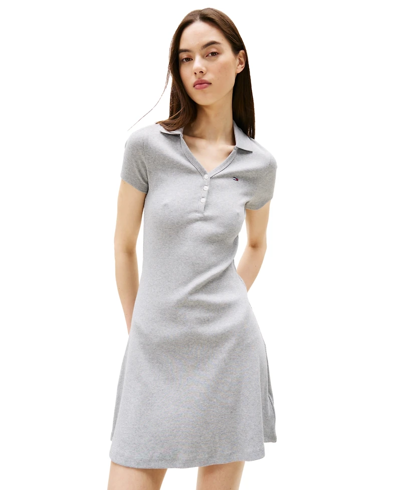 Tommy Jeans Women's Fit & Flare Ribbed Polo Dress