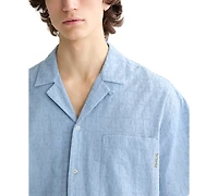 Scotch & Soda Men's Relaxed Fit Short Sleeve Cross Hatch Button-Front Camp Shirt