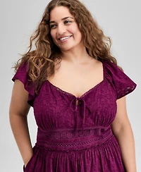 And Now This Trendy Plus Cotton Burnout Fit & Flare Dress, Exclusively at Macy's