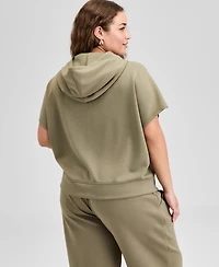 And Now This Trendy Plus Size Cap-Sleeve Scuba-Knit Hoodie, Exclusively at Macy's