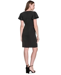 Tommy Hilfiger Women's Flutter-Sleeve Side-Drape Dress