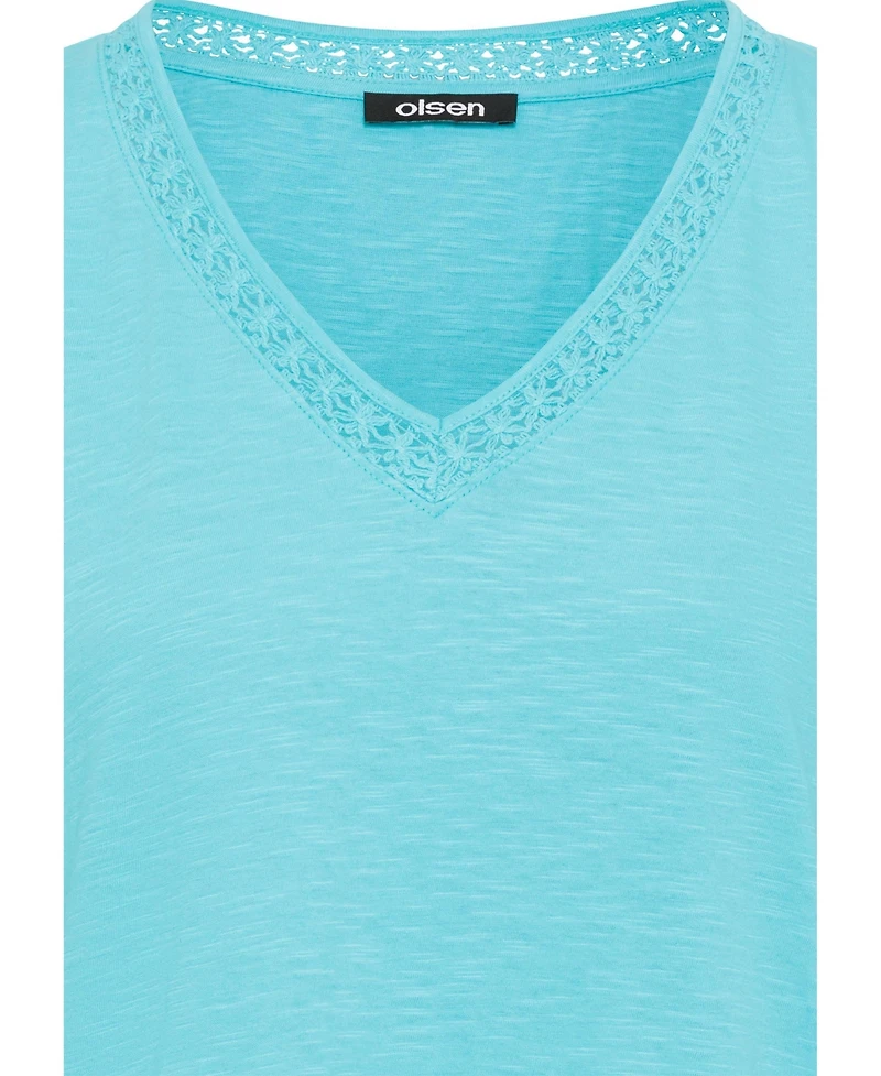Olsen Women's Embroidered Neck T-Shirt