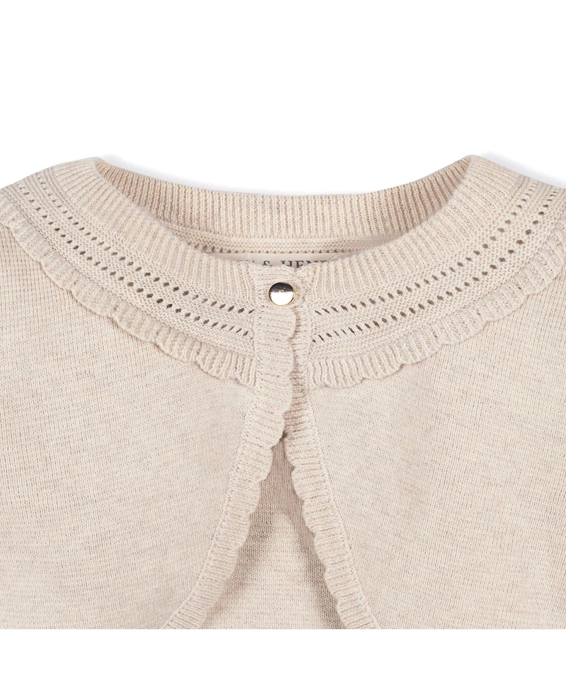 Hope & Henry Baby Girls Cropped Special Detail Sweater Cardigan