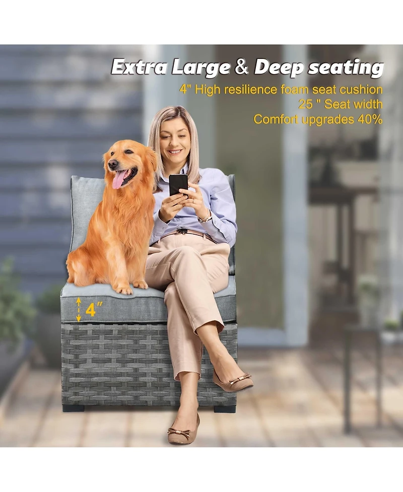 Xizzi Patio Furniture Set,6 Piece Outdoor Sectional Sofa Couch Set,Patio Conversation Set with Modular Wicker Chairs,Widened Armrest,Side Table,Orange