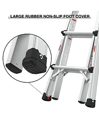 15 ft. Reach Hight Aluminum Multi-Position Ladder with Wheels, 300 lbs. Weight Rating, Step Stools
