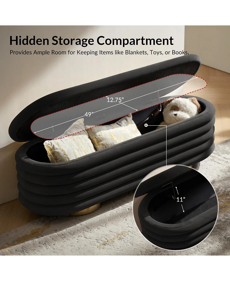 Rupert Bench with Gold-finished Metal Legs