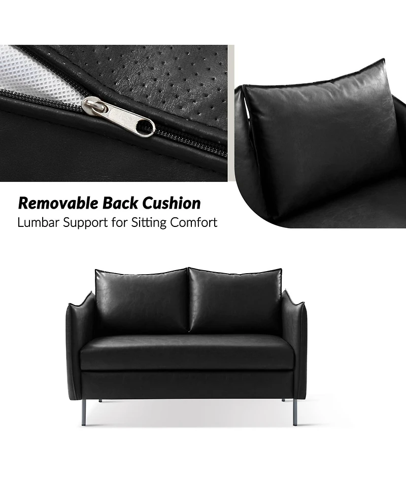 Monroe Modern Industrial-Style Pu Leather Sofa with Sturdy Metal Legs And Movable Seat