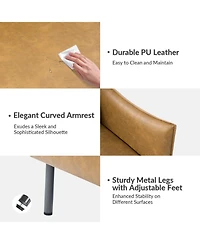 Monroe Modern Industrial-Style Pu Leather Sofa with Sturdy Metal Legs And Movable Seat