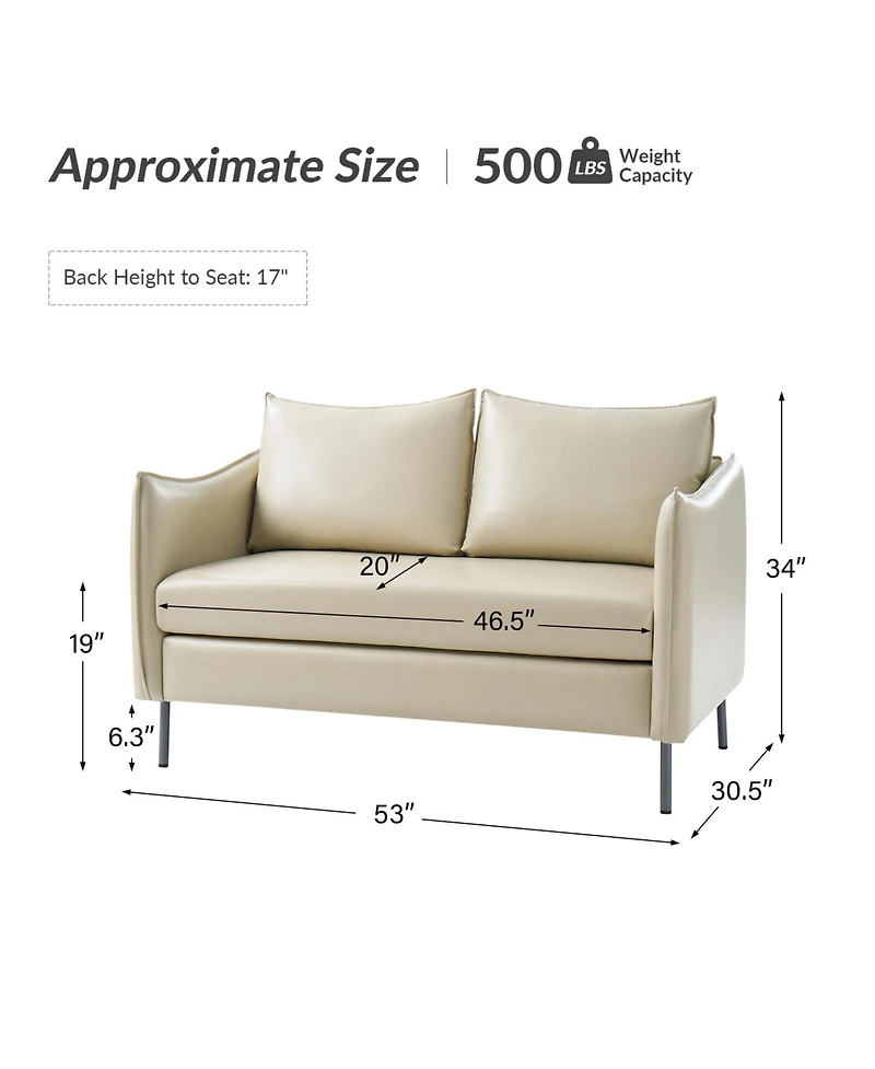 Monroe Modern Industrial-Style Pu Leather Sofa with Sturdy Metal Legs And Movable Seat