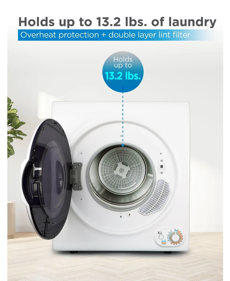 Commercial Care 3.5 Cu. Ft. Portable Dryer, 120V Electric Dryer for Clothes, Front Loading Dryer Machine Holds Up To 13.2 lbs. or 6 kg. of Laundry, St