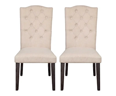 Set of Two Tufted Linen Upholstered Side Chairs for Modern Dining Spaces
