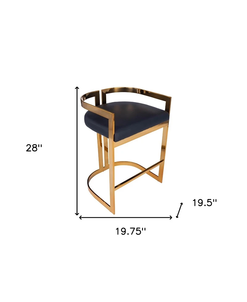 Industrial Counter Height Bar Chair with Iron Frame and Low Back