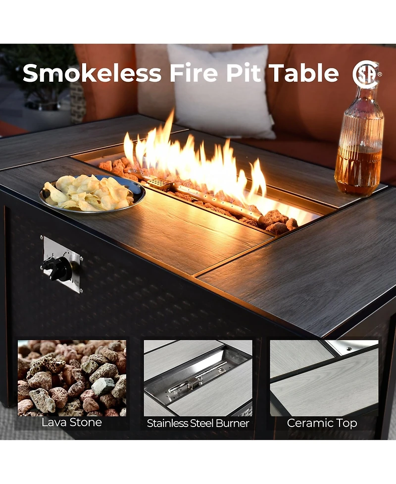 Xizzi 13 Piece Outdoor Patio Furniture Sets with Fire Pit Table,All Weather Wicker Sectional Sofa Extra Deep Swivel Chairs and Solar PoweRe