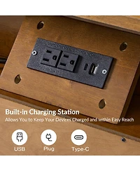 Loreno Mid-Century Modern 3-Drawer Dresser with Built-in Charging and Solid Wood