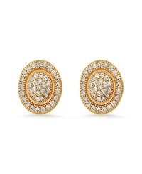 Steeltime Women's Brass Simulated Diamonds Round Stud Earrings
