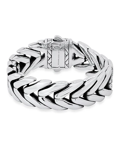 Steeltime Men's Heavy Oxidized Stainless-Steel Wheat Chain Bracelet