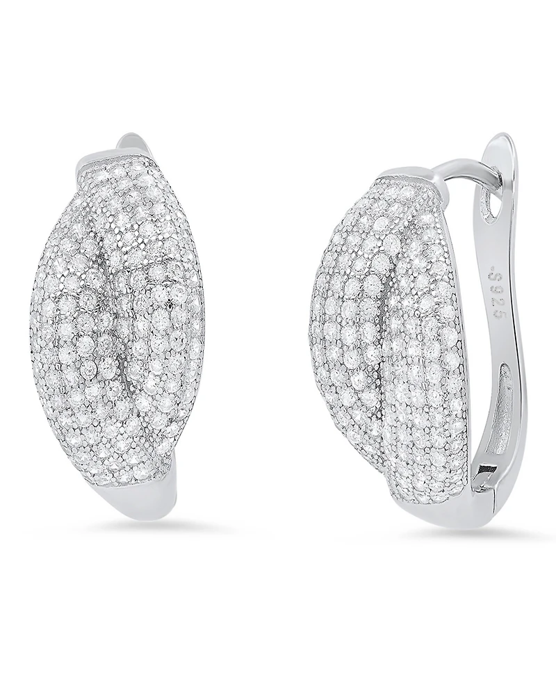 Steeltime Women's Sterling Silver and Simulated Diamonds Braid Hoops Earrings