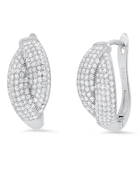 Steeltime Women's Sterling Silver and Simulated Diamonds Braid Hoops Earrings