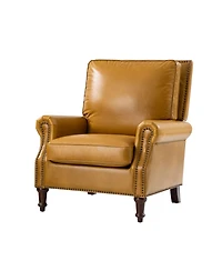 Traditional Raymond Genuine Leather Recliner with Classic Roll-arm