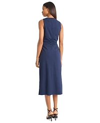 Donna Morgan Women's V-Neck Sleeveless Midi Crepe Dress