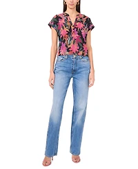 Vince Camuto Women's Floral-Print Cap-Sleeve Top