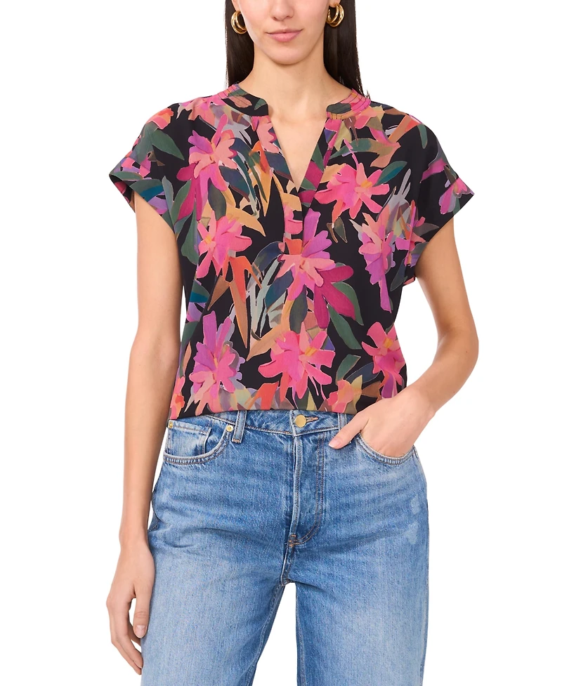 Vince Camuto Women's Floral-Print Cap-Sleeve Top