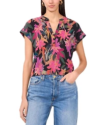 Vince Camuto Women's Floral-Print Cap-Sleeve Top