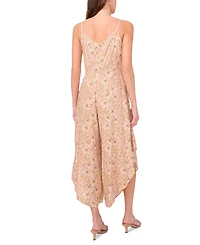 Msk Women's Printed Tie-Front Asymmetric-Hem Jumpsuit