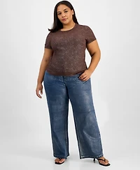 Bar Iii Trendy Plus Foiled Crewneck T-Shirt, Macy's Exclusive