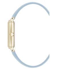Anne Klein Women's Quartz Casual Light Blue Polyurethane Leather and Gold-Tone Metal Alloy Watch, 25mm