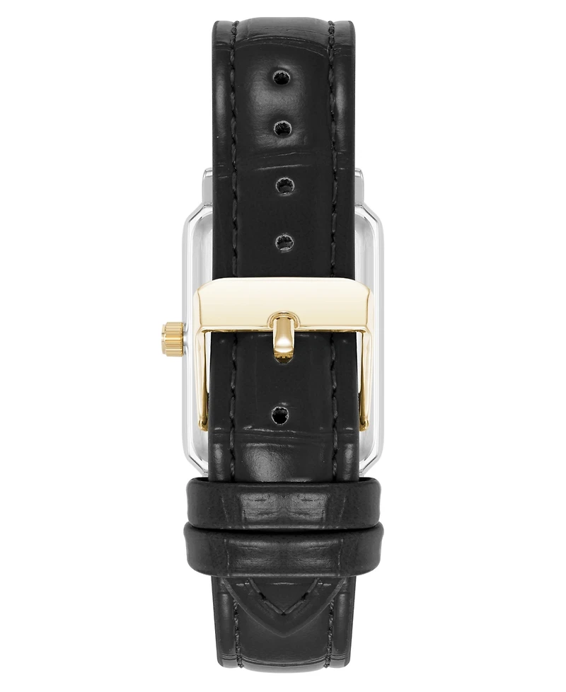 Anne Klein Women's Quartz Casual Black Polyurethane Leather and Two-Tone Metal Alloy Watch, 25mm