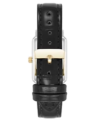 Anne Klein Women's Quartz Casual Black Polyurethane Leather and Two-Tone Metal Alloy Watch, 25mm