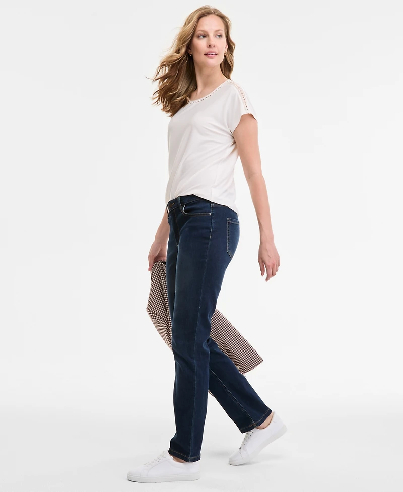 Jones New York Women's Lexington Mid Rise Straight Leg Denim Jeans