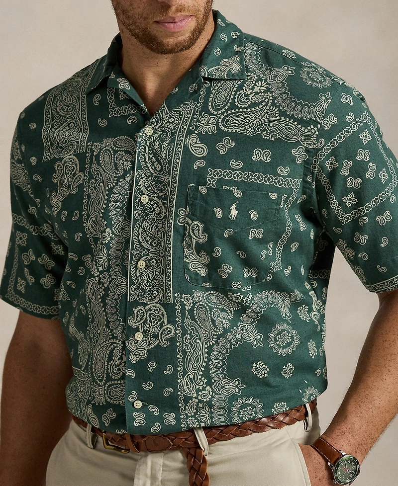 Polo Ralph Lauren Men's Big & Tall Bandanna-Print Camp Shirt