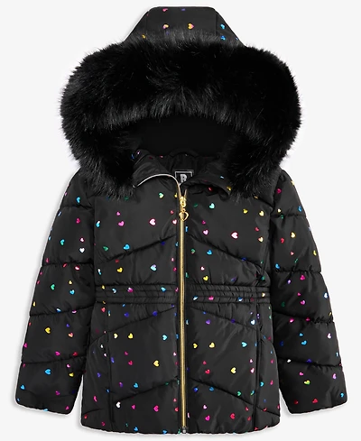 S Rothschild & Co Toddler and Little Girls Foil Quilt Puffer Jacket