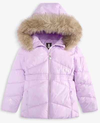 S Rothschild & Co Toddler and Little Girls Foil Quilt Puffer Jacket