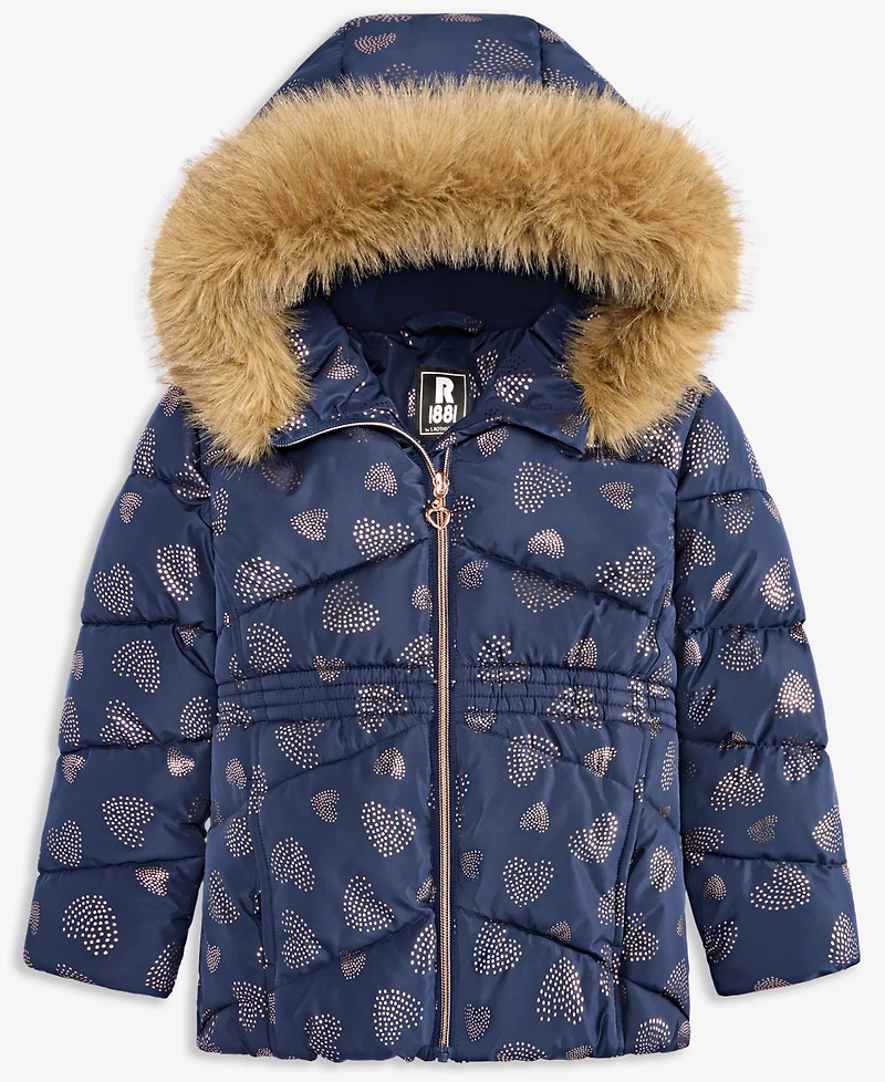 S Rothschild & Co Toddler and Little Girls Foil Quilt Puffer Jacket