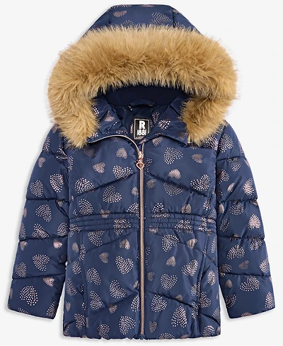S Rothschild & Co Toddler and Little Girls Foil Quilt Puffer Jacket
