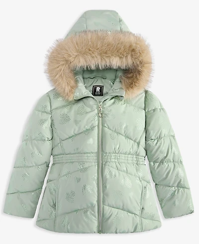 S Rothschild & Co Toddler and Little Girls Foil Quilt Puffer Jacket