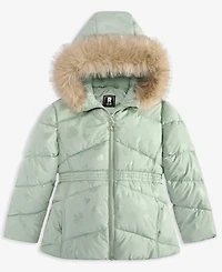 S Rothschild & Co Toddler and Little Girls Foil Quilt Puffer Jacket