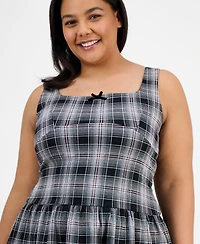 Planet Heart Trendy Plus Plaid Drop-Waist Dress