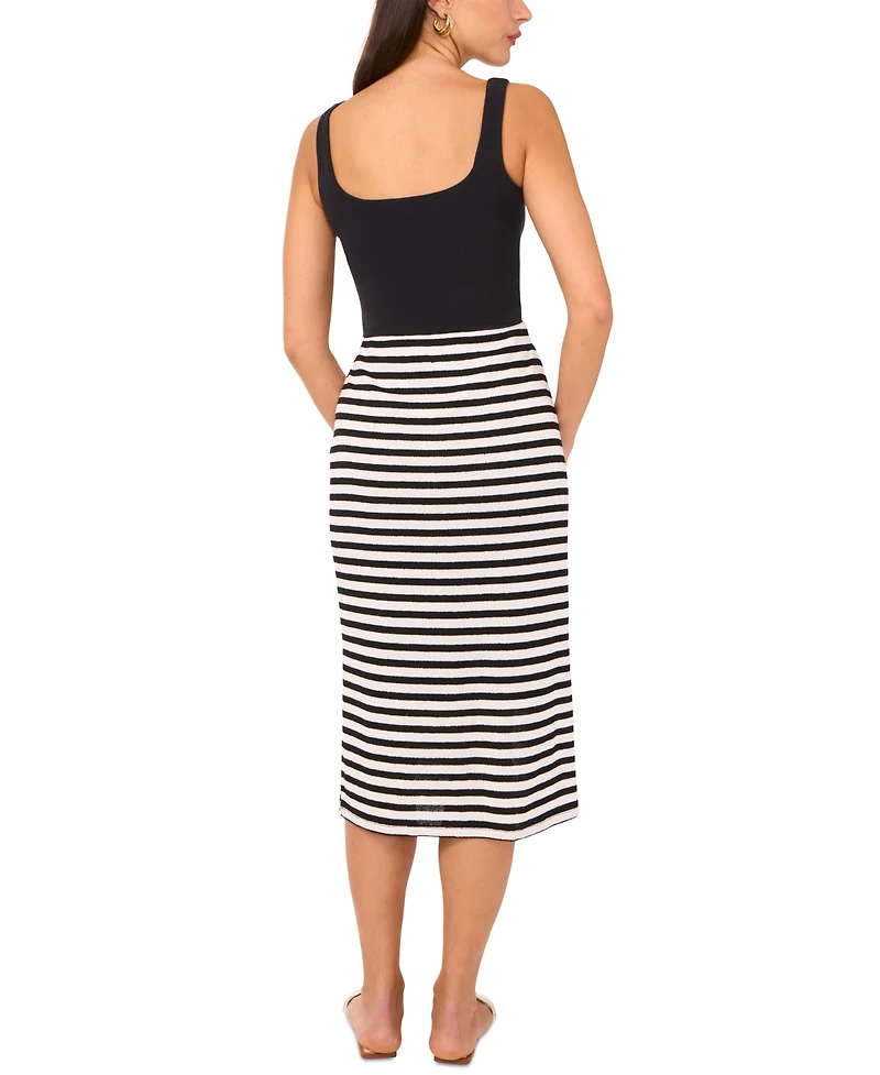 Vince Camuto Women's Striped Relaxed Pull-On Midi Skirt