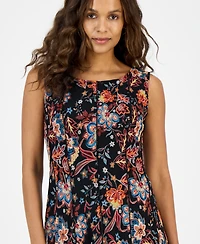 Connected Petite Sleeveless Floral Chiffon Sheath Dress