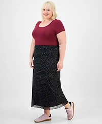 Hippie Rose Trendy Plus Pull-On Mesh Midi Skirt