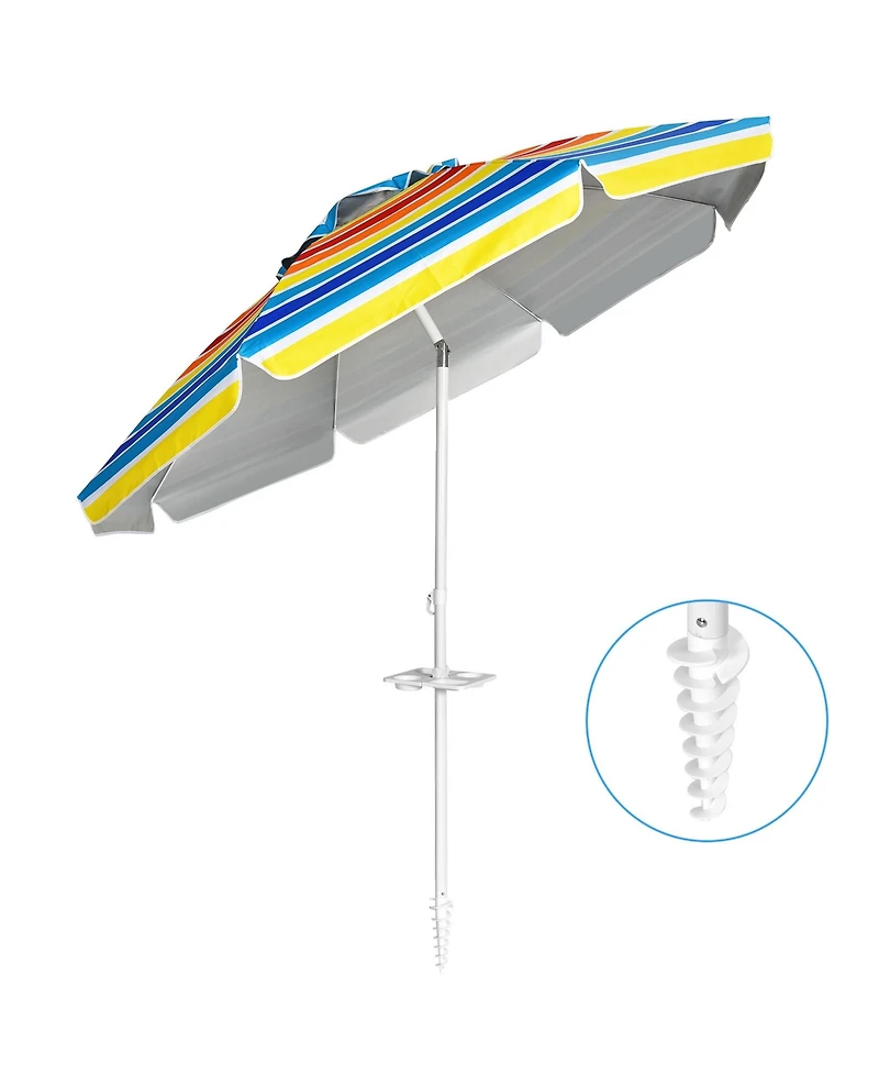 Gymax 7.2ft Beach Umbrella Outdoor Patio Garden w/ Carrying Bag Sand Anchor