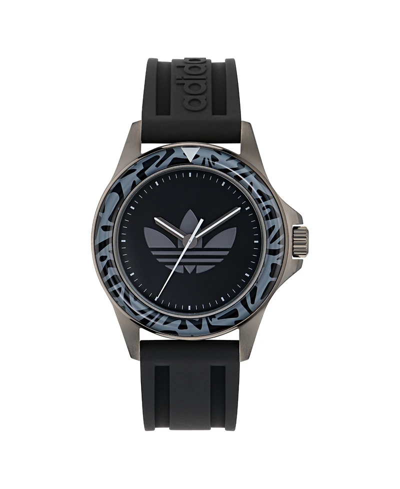adidas Unisex Analog Black Silicone Watch, 44mm
