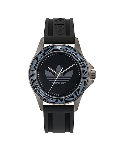 adidas Unisex Analog Black Silicone Watch, 44mm